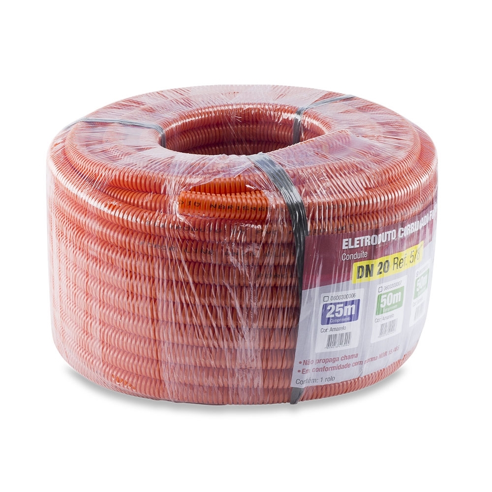 Eletroduto Corrugado Laranja 50m 5/8 Force Line - Net Elétrica